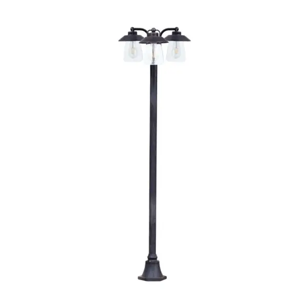 Poste Jardim LED Cate 3x E27 Preto Ferrugem IP44