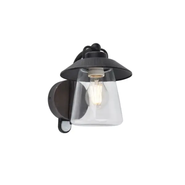 Aplique de Parede LED Cate c/ Sensor 1x E27 Preto Ferrugem IP44
