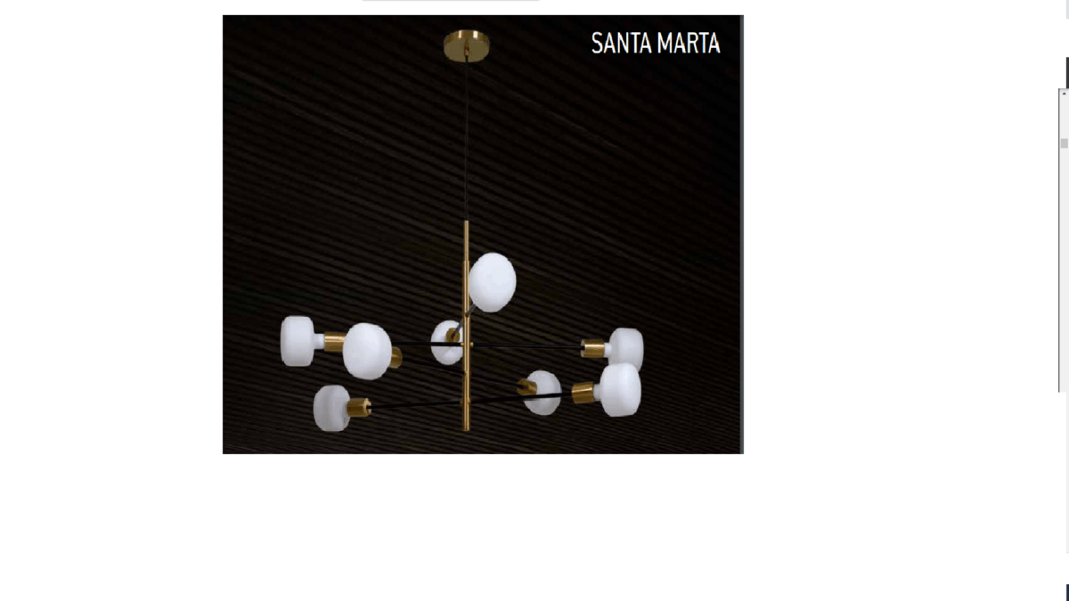 Candeeiro Suspensão Santa Marta 8x E27 Preto/Dourado (802/8) - Image 4