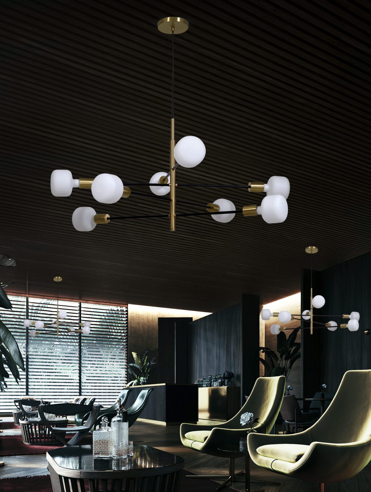 Candeeiro Suspensão Santa Marta 8x E27 Preto/Dourado (802/8) - Image 6