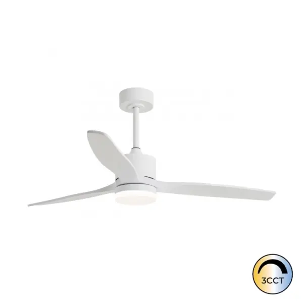 Ventilador Madeira LED 20W Motor 40W Branco CCT3