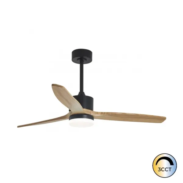 Ventilador LED Madeira 20W Motor 40W Preto/Madeira CCT3