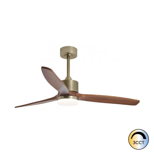 Ventilador LED Madeira 20W Motor 40W Dourado/Madeira CCT3