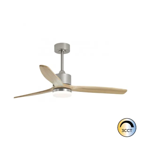 Ventilador LED Madeira 20W Motor 40W Niquel/Madeira CCT3