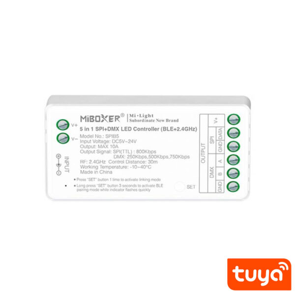 Controlador LED SPI+DMX 5 em 1 5V/12V/24V