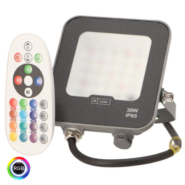 Projetor LED Napoli Plus Preto 30W RGB IP65