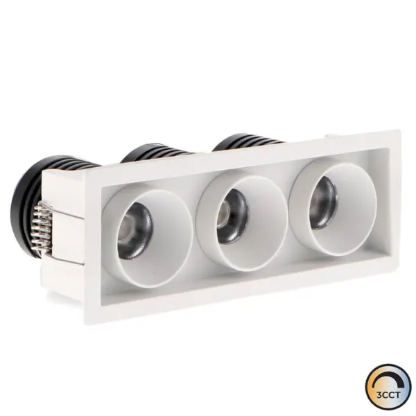 Downlight LED Quadrado Branco 5W+5W+5W CCT3 IP20