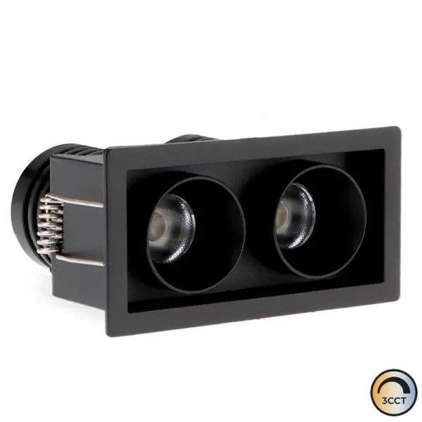 Downlight LED Quadrado Preto 5W+5W CCT3 IP20
