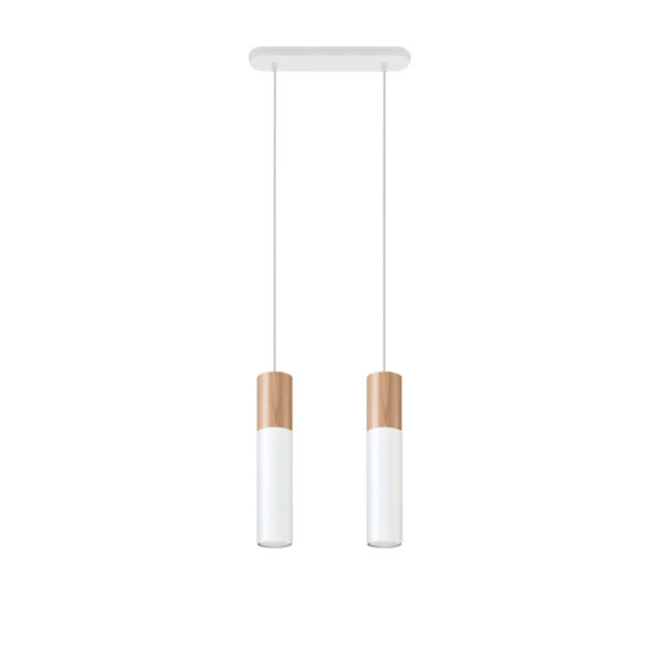 Candeeiro Suspensão Pablo 2x GU10 Branco/Madeira