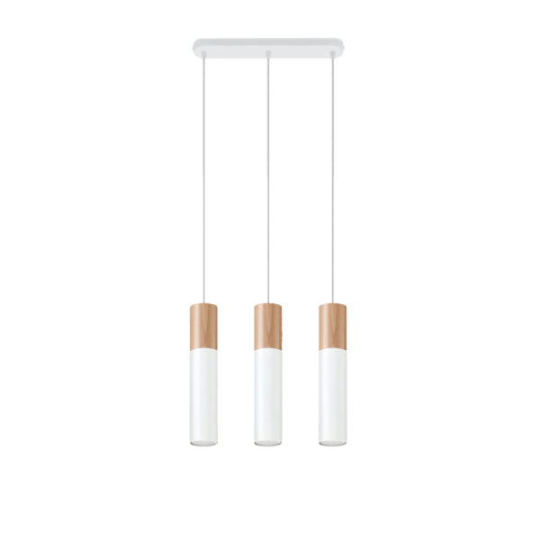 Candeeiro Suspensão Pablo 3x GU10 Branco/Madeira