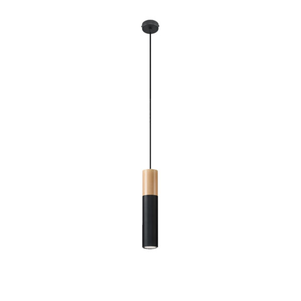 Candeeiro Suspensão Pablo 1x GU10 Preto/Madeira
