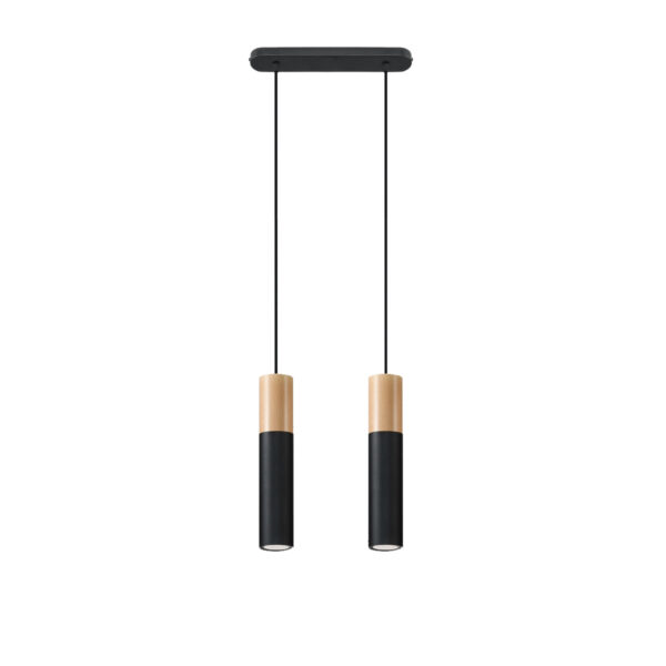 Candeeiro Suspensão Pablo 2x GU10 Preto/Madeira