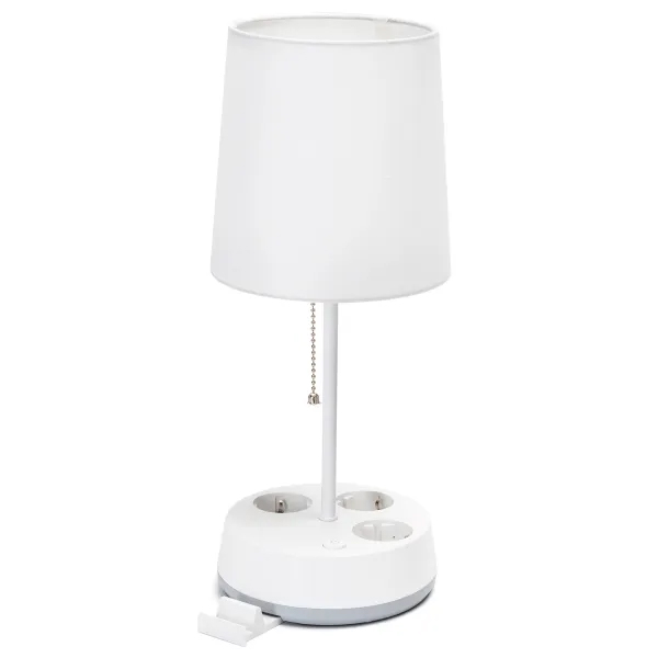 Candeeiro de Mesa 1x E27 Branco c/ Suporte para Telemóvel