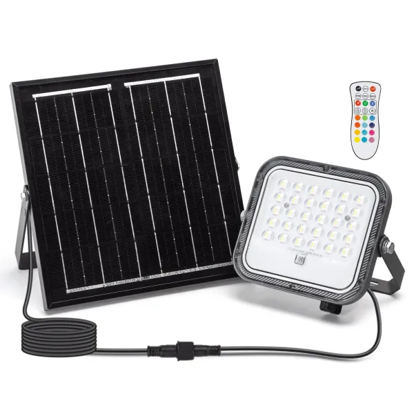 Projetor LED Solar Cinza 50W RGB+W IP66