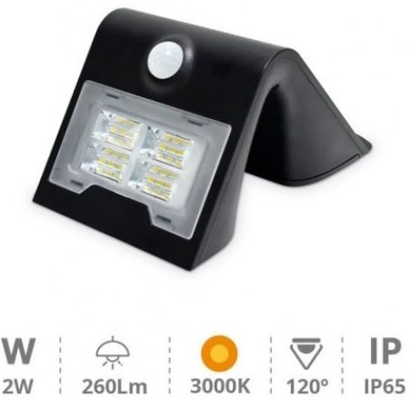 aplique-parede-solar-preto-2w-3000K